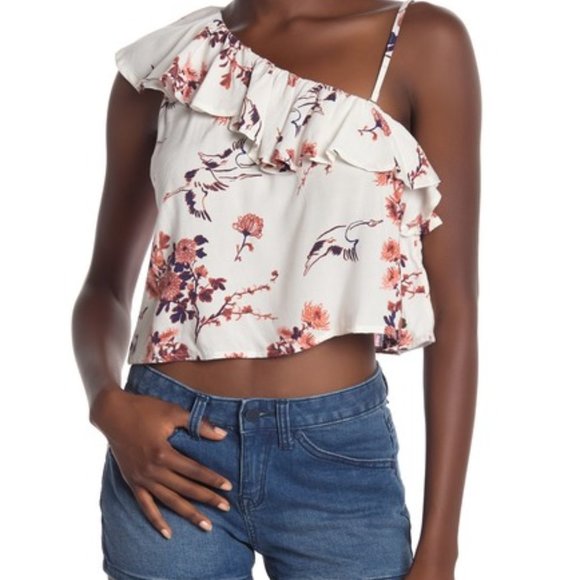 Roxy Lynette One-Shoulder Floral Blouse NWT sz L - Picture 1 of 4